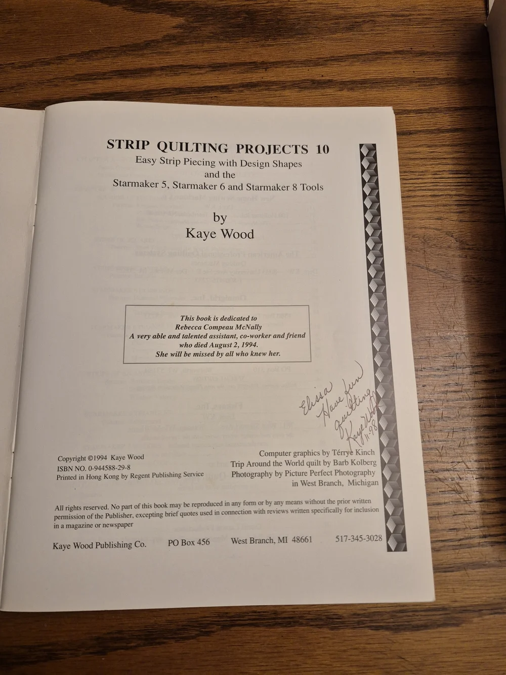 Strip Quilting Projects 10 Instructions Book by Kaye Wood Signed Patterns
